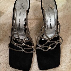 Giuseppe Zanotti Vintage Silver Flower Accent Heels